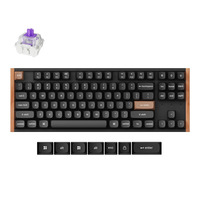 Keychron K8 HE-F1, toetsenbord Zwart/houtkleur, US lay-out, Gateron Double-Rail Magnetic Nebula, 80% TKL, RGB leds, OSA Double-shot PBT, hot swap, USB-C | 2.4 GHz | Bluetooth 5.1