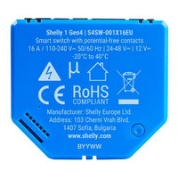 Shelly 1 Gen4 relais Blauw, Bluetooth, Wi-Fi