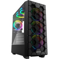 Sharkoon RGB HEX midi tower behuizing Zwart | 2x USB-A | 1x USB-C | RGB | Tempered Glass