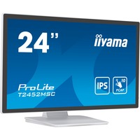 iiyama ProLite T2452MSC-W1 24" monitor Wit/zwart, Touch, HDMI, DisplayPort, USB, Audio 