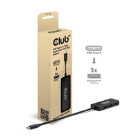 Club 3D USB-C naar 3x DisplayPort hub Zwart