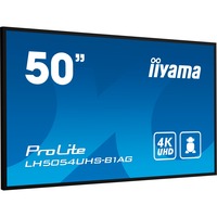 iiyama ProLite LH5054UHS-B1AG 50" 4K Ultra HD Public Display Zwart, 4K UHD, VGA, DVI, HDMI, DisplayPort, Audio, LAN, WiFi, USB