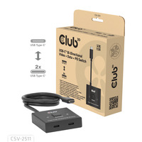 Club 3D USB-C Bi-Directional Video + Data + PD Switch usb-switch Zwart
