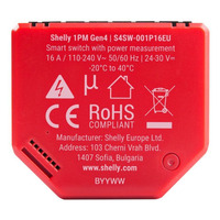 Shelly 1PM Gen4 relais Rood, Bluetooth, Wi-Fi