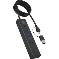 ICY BOX 7-Port HUB IB-HUB1737-C3 usb-hub Zwart, USB 3.2 Gen 1 Type-C