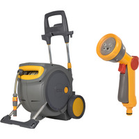 Hozelock Auto Reel Mobile slangenwagen met 35 m slang, Incl. Multi Spraygun Grijs/geel