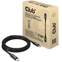 Club 3D USB4 Gen3x2 Type-C Bi-Directional kabel, 3 meter Zwart, 8K60Hz of 4K120Hz, Data 40Gbps, PD 240W(48V/5A) EPR