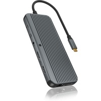 ICY BOX IB-DK4060-CPD dockingstation Zwart, HDMI, DisplayPort, LAN, USB-C