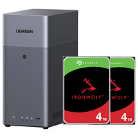 UGREEN DH2300 incl. 2x Seagate IronWolf 4 TB harde schijf nas Grijs, 1GbE, HDMI, USB