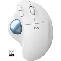 Logitech M575 ERGO Draadloze Trackball Muis Wit/grijs, 2,4 GHz, Bluetooth Low Energy