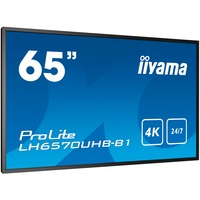 iiyama Prolite LH6570UHB-B1 65" 4K Ultra HD Public Display Zwart, 4K UHD, HDMI, USB