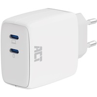 ACT Connectivity USB-C Lader 65W 2-port met Power Delivery PPS en GaNFast Wit