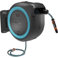 GARDENA 35 m Wand-slangenbox Powerroll XL slanghaspel Grijs/turquoise, 35 meter, Accu en oplader niet inbegrepen, POWER FOR ALL ALLIANCE