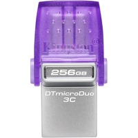 Kingston DataTraveler microDuo 3C 256 GB usb-stick Paars/transparant, USB-A + USB-C