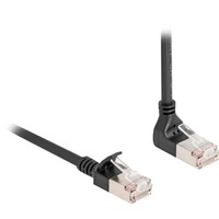 DeLOCK RJ45 Network Cable Cat.6A S/FTP Slim 90° upwards angled / straight 5 m kabel Zwart