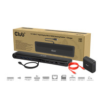 Club 3D 12-1 USB-C Triple Display PD3.0 100W Docking Station + Charger Zwart