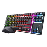 Trust GXT 832 Thado Draadloze set desktopset Zwart, US lay-out (QWERTY), 80% (TKL), RGB, 800 - 6.400 dpi