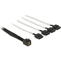 DeLOCK Mini SAS HD SFF-8643 naar 4x SATA 7-Pin kabel Zwart, 0,5 meter