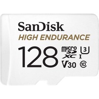 SanDisk High Endurance microSDXC 128 GB geheugenkaart Wit, Class 10, V3, U3, Incl. adapter