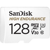 SanDisk High Endurance microSDXC 128 GB geheugenkaart Wit, Class 10, V30, U3, Incl. adapter