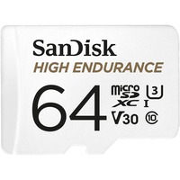 SanDisk High Endurance microSDXC 64 GB geheugenkaart Wit, Class 10, V3, U3, Incl. adapter