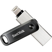 SanDisk iXpand Go 128 GB usb-stick Zwart/zilver, USB-A 3.2 Gen 1, Apple Lightning Connector