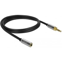 DeLOCK Stereo Jack 3,5 mm 3-Pin male > female verlengkabel Zwart, 1 meter