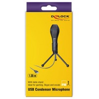 DeLOCK USB Condenser Microfoon Zwart, met tafel standaard