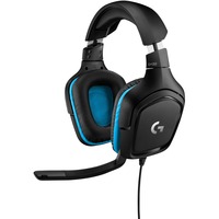 Logitech G432 7.1 Surround Sound Wired over-ear gaming headset Zwart/blauw, Pc, PlayStation 4, PlayStation 5, Xbox One, Xbox Series X|S, Nintendo Switch