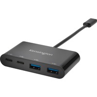 Kensington USB-C 4-Port Hub usb-hub Zwart, 2x USB 3.0 Typ-A | 2x USB 3.0 Typ-C 