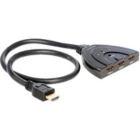 DeLOCK 3x HDMI naar 1x HDMI switch Zwart, 60 centimeter