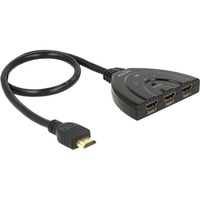 DeLOCK 3x HDMI naar 1x HDMI switch Zwart, 50 centimeter, 4K