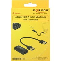 DeLOCK HDMI A (female) > VGA (female) adapter Zwart, 0,15 meter