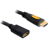 DeLOCK HDMI (male) > HDMI (female) verlengkabel Zwart, 1 meter