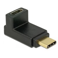 DeLOCK USB 10Gbps (USB 3.1 Gen 2) USB-C (male) naar USB-C (female) haaks (omhoog/omlaag) adapter Zwart