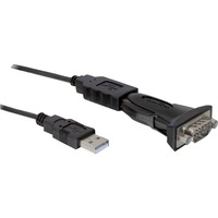 DeLOCK USB 2.0 naar 9-pin serieel adapter Zwart, 0,8 meter