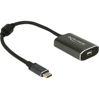 DeLOCK USB-C (male) > Mini DisplayPort (female) met PD functie adapter Donkergrijs, 0,2 meter