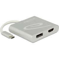DeLOCK USB-C naar 1x HDMI + 1x DisplayPort adapter Zilver, 4K