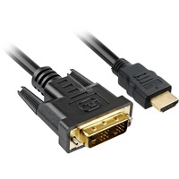 Sharkoon HDMI naar DVI-D adapterkabel Zwart, 1 meter, Single-Link