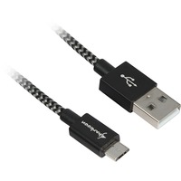 Sharkoon USB-A 2.0 naar Micro-USB-B kabel Zwart/grijs, 3 meter
