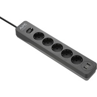 APC PME5U2B-GR stekkerdoos met overspanningsbeveiliging Zwart, 5x stopcontact + 2x USB Surge lader