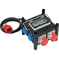 Brennenstuhl Compacte rubberen stroomverdeler BSV 3 FI/16 2 IP44 5-voudige stekkerdoos Zwart, 5x stekker, 2xCEE16A