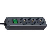Brennenstuhl Eco-Line met schakelaar 3-voudig, 5 m 3-voudige stekkerdoos Zwart, 3x stekker