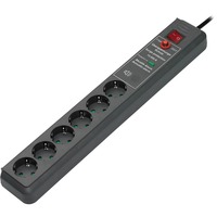 Brennenstuhl Secure-Tec 19500A +surge protection 6x 6-voudige stekkerdoos Antraciet, 6x stekker, 1159540376, voor 6 stekkers