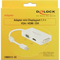 DeLOCK Adapter Mini DisplayPoort naar VGA/HDMI/DVI Wit, 62630, 0,16 meter