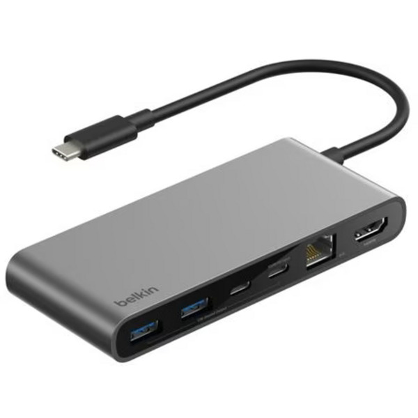 Belkin 8-poorts usb-c-hub met 2,5 gb ethernet-poort usb-hub (grijs)