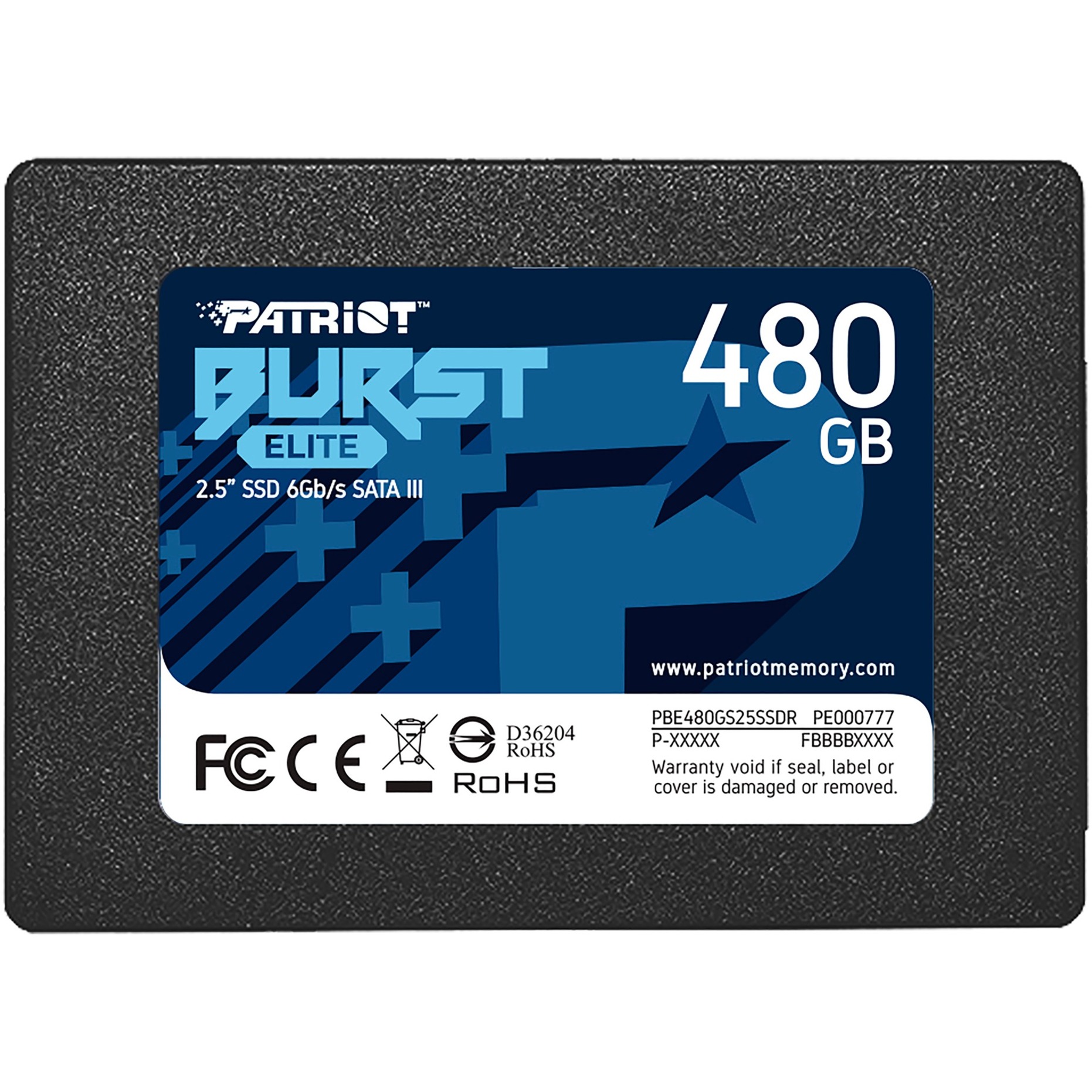 Patriot Burst Elite 480 GB SSD Zwart, PBE480GS25SSDR, SATA 6 Gb/s