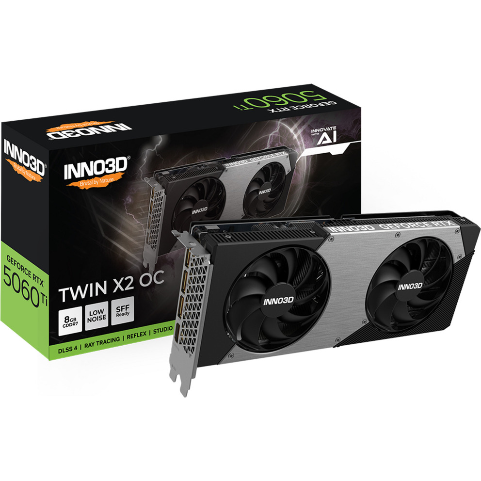 INNO3D geforce rtx 5060 ti twin x2 oc 8gb grafische kaart (3x displayport, 1x hdmi 2.1, dlss 4)