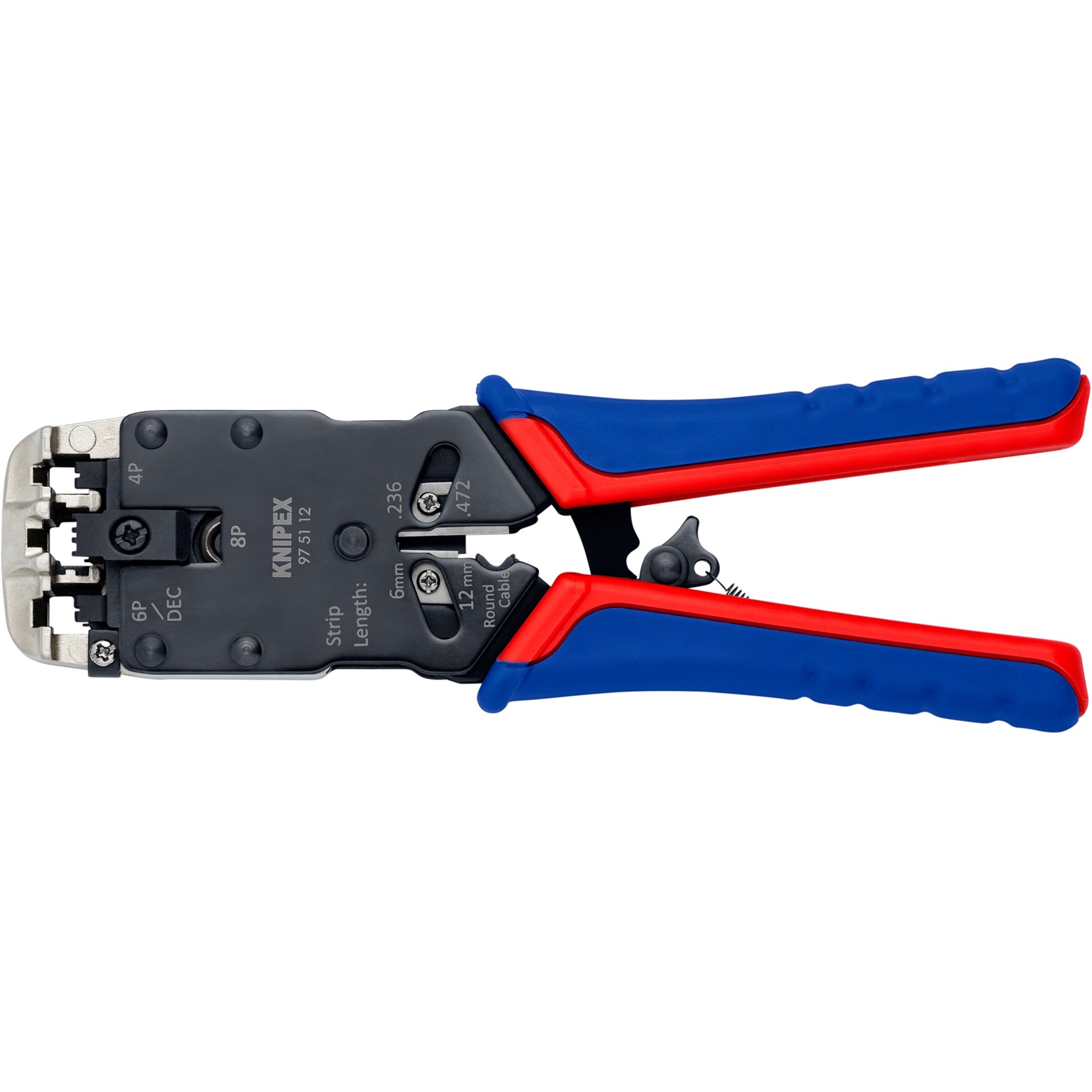 KNIPEX Krimptang 97 51 12 SB Blauw/rood, RJ-10, RJ-11/12 en RJ-45