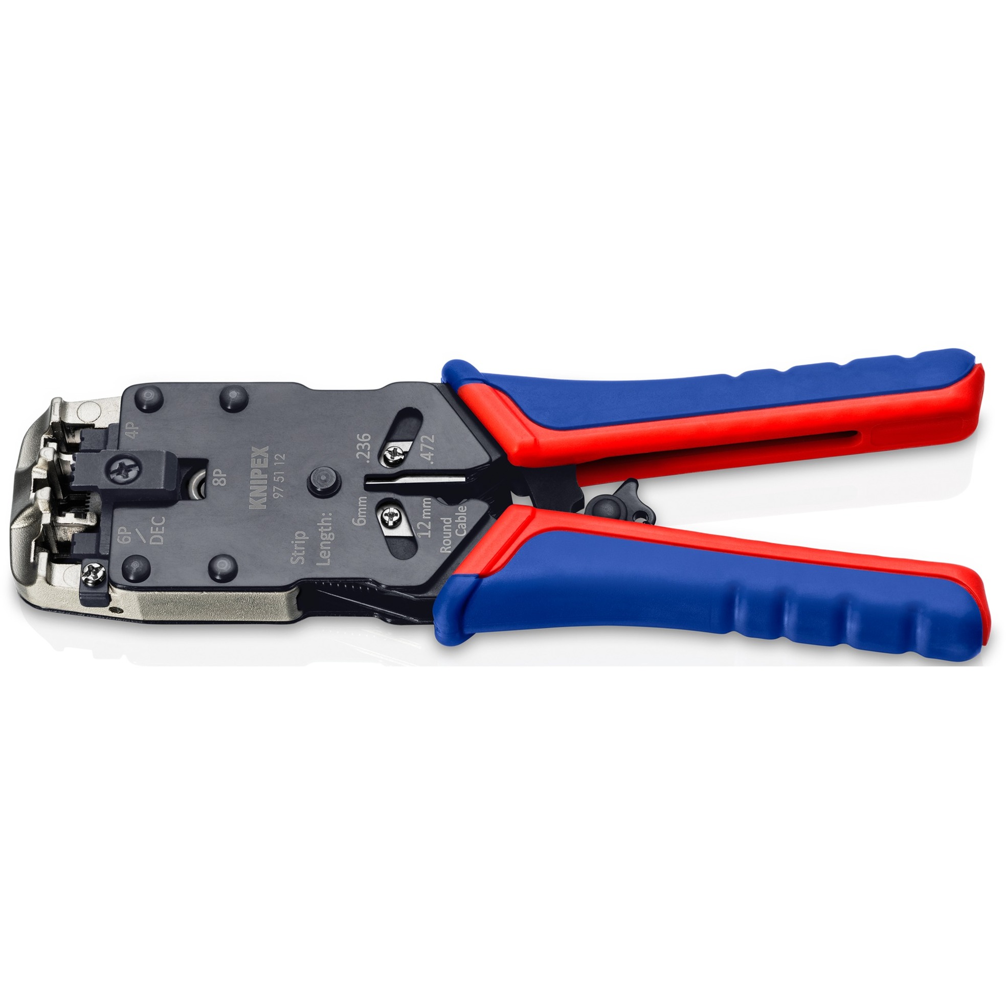 KNIPEX Krimptang 97 51 12 SB Blauw/rood, RJ-10, RJ-11/12 en RJ-45